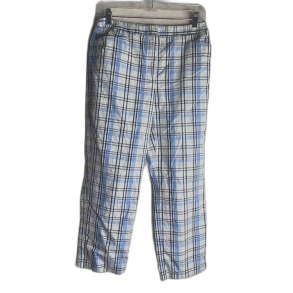 Ann Taylor Loft Women's Size 6 Blues White Plaid Cotton Crop Pants